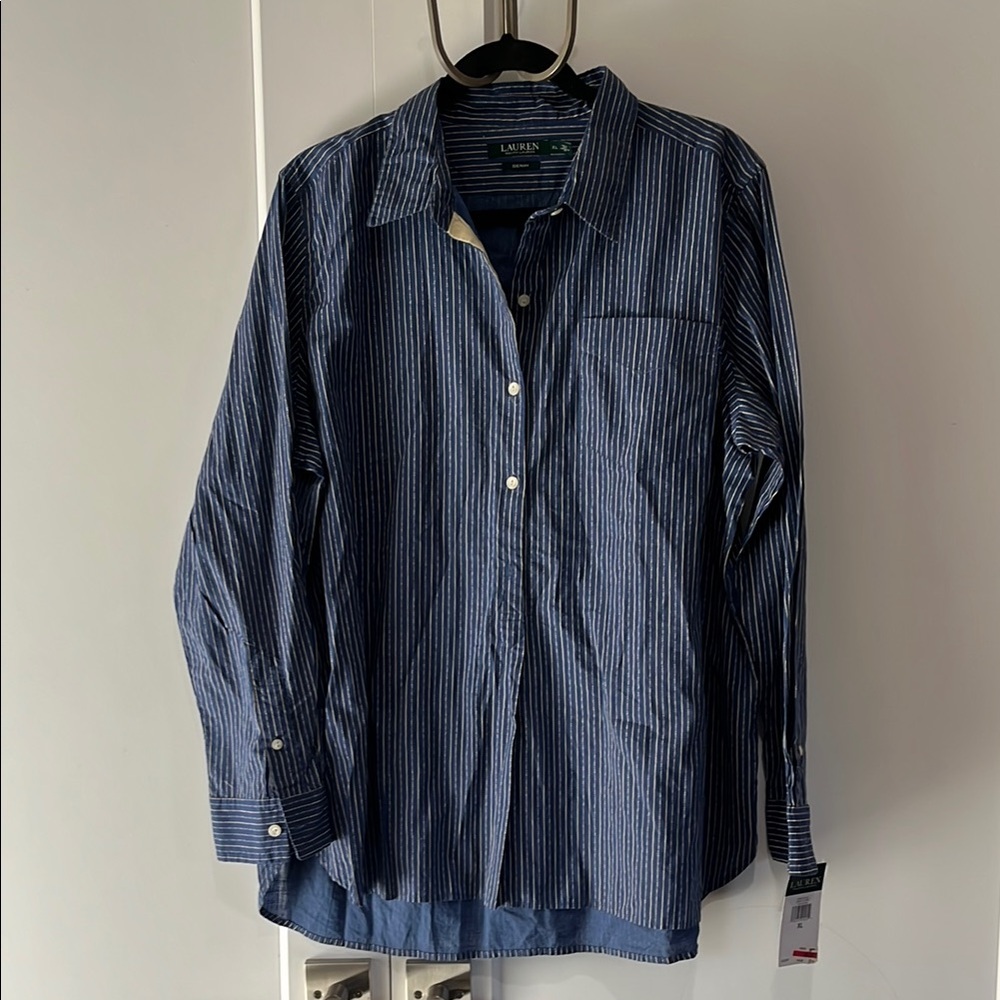 Women’s XL Lauren Ralph Lauren Denim Blue Casual Button Down Shirt